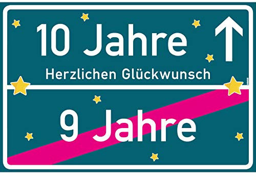 vanva 10 Geschenk Junge Schild mit Spruch Herzlichen Glückwunsch Ortsschild Mehrfarbig