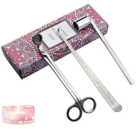 Demason Edelstahl Kerzenlöscher Kerze Glockenlöser Dochtschneider Dochtlöffel 3-in-1 Kerzenzubehörset für Zuhause Hochzeit Party (Silber)