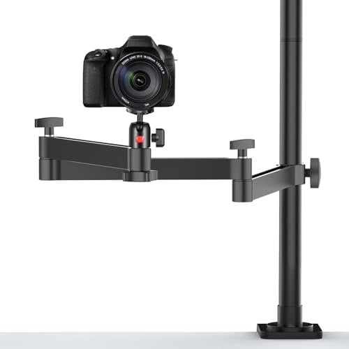 ULANZI Desk Mount Stand with Flexible Arm, Overhead Mount, Articulated Arm with 360° Rotatable Ball Head, Aluminum Stand for Ring Light/DSLR Camera/Webcam/Panel Light