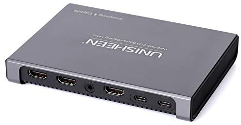 UNISHEEN 4K Video Capture Box USB 3.0 1080P Capture, 144fps Zero-lag, ultra-low latency, kompatibel mit PS5, PS4, Nintendo Switch, PIP umschaltbar (UC5000)
