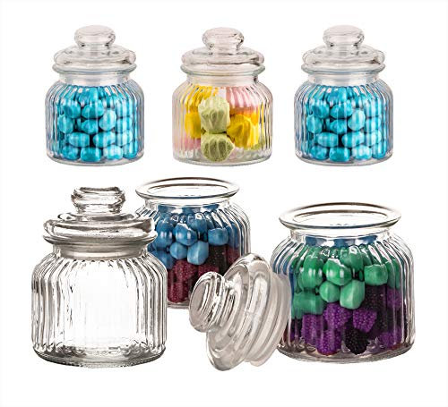 BigDean 6x Bonbongläser Bonboniere 700 ml - Mit Deckel - Für Süßigkeiten, Kekse, Kräuter & Gewürze - Vintage Vorratsgläser - Die idealen Helfer für Küche & Haushalt
