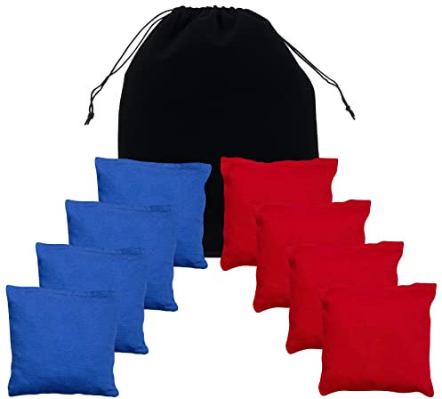 Cornhole Bags Wetterfeste Cornhole Sitzsäcke Ente Tuch Leinwand Mais gefüllt doppelt genäht Maisloch Sitzsäcke Tragbare Tragetasche Verordnung Big Cornhole Bags Wurfturnier (Blau/Rot)