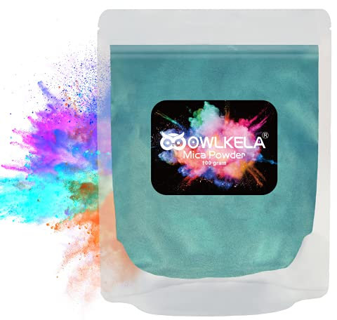 OWLKELA 100g (3.5 oz) Glitter Mica Powder - Pigment Cosmetic Epoxy Resin Dye for Soap/Candle Making, Epoxy Resin Art, Acrylic Nail Paint, Bath Bombs, Fine Arts, Lip Gloss - Dark Green
