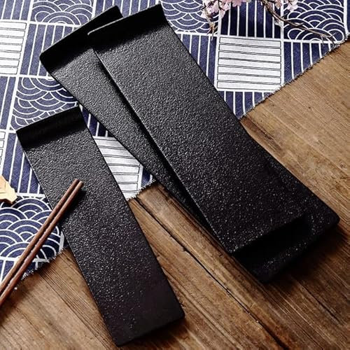 LINPM Piatto da Portata per Sushi in Ceramica Nera Set di stoviglie rettangolari Ristorante Piatto di Cucina Giapponese per la casa