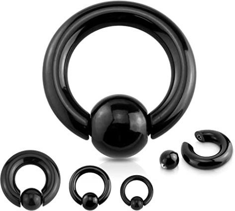 Federkugelring BLACK 3,0-10,0 mm aus schwarzem Chirurgenstahl GRÖßENWAHL BCR Piercingring Intimpiercing