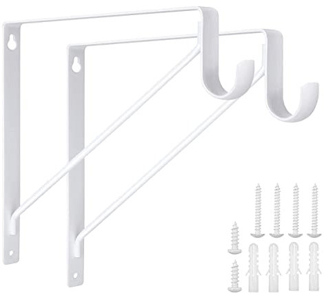 Batonca Regalhalterung 2 Pack Weiß Schwerlast Träger Regalwinkel, Tragkraft 130kg, Wandwinkel Haken, Wandmontage Regal und Stangenhalterungen mit Schrauben für die Wandmontage