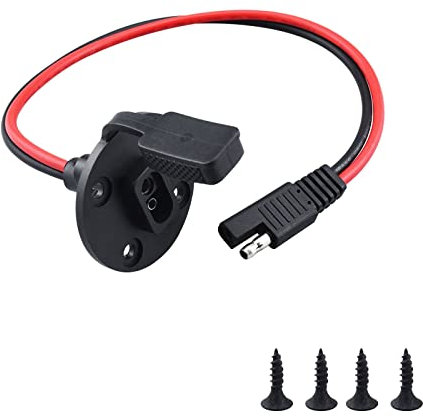 Leehitech 0.3M Solar Weatherproof SAE Socket Sidewall Port, 12AWG SAE Power Socket Plug, Quick Connect Solar Panel Mount, SAE Cable Connector for Solar Generator Motorcycle Generator + 4 Screws