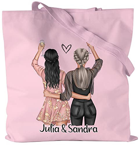 Kiddle-Design Beste Freundin Jutebeutel Rosa Personalisiert Name Geburtstag Geschenk Best Friend Freundinnen-Geschenk selbst gestalten Freundschaft