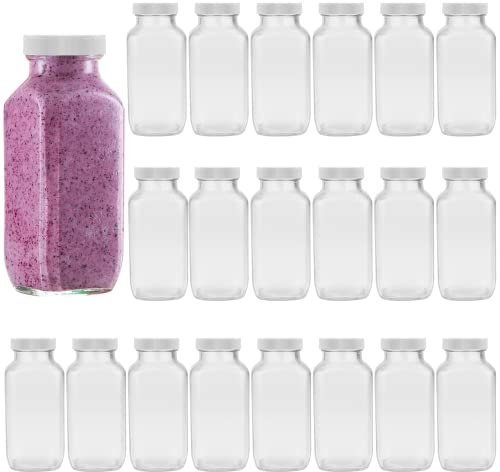 Encheng Lot de 20 bouteilles en verre hermétiques avec couvercles, 350 ml, bouteilles de jus pour le stockage du thé, du kombucha, du lait, des smoothies