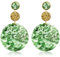 Statement-Ohrringe Green Spotted Jade Edelstein 50mm- Edelstahlen Ohrringe für Frauen - Silber und Gold - Mehrere Entwurfe und GröBe