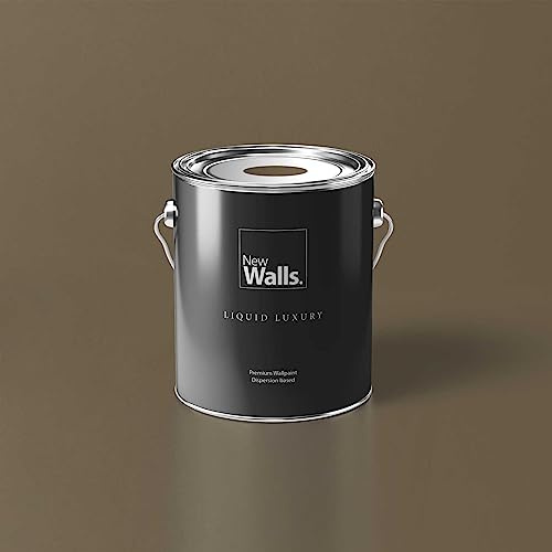 New Walls Premium Wandfarbe Braun, Khaki Liquid Luxury Dispersionsfarbe für Innenräume – 5 L