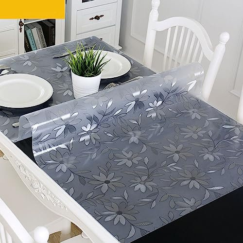 PVC-Tischdecke, transparente Tischdecke, Matte, Küchenmuster, Öltuch, Glas, weiche Tischdecke, 1,0 mm, Kosmosblume, 80 x 160