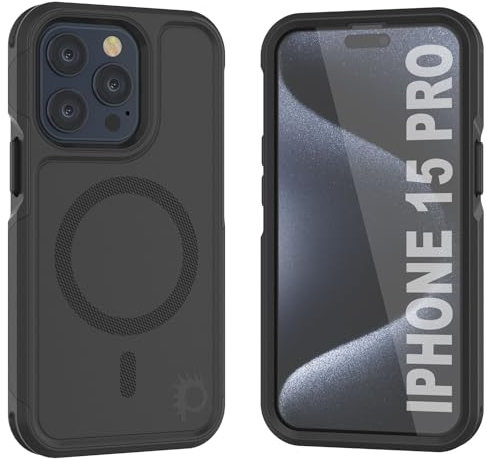 PunkCase Schutzhülle für iPhone 15 Pro [Spartan 2.0] Transparente, robuste, robuste Abdeckung mit Displayschutzfolie aus gehärtetem Glas, ultradünn, 360 Grad Rundumschutz für iPhone 15 Pro (2023) (6,1