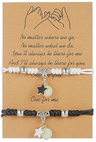 JOCXZI Beste Freundschaft leuchtend Armband Schwestern Bff Bestie Herz Entfernung Übereinstimmung Entfernung Handgefertigt Beziehung Armbänder Geburtstag Geschenk Für Mädchen Frauen(Stern)
