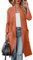 Maavoki Cardigan da Donna, a Maniche Lunghe, Aperto sul Davanti con Tasca, Casual, Lungo, Tinta Unita, Colore: Arancione., XL