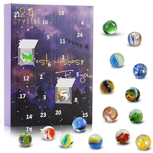 Adventskalender 2024 Mädchen Jungen, 24 Tage Weihnachten Adventskalender Countdown Überraschungen, Natürlichen Edelsteine der Beste Geschenk, Weihnacht Geschenk für Mädchen Jungen Kinder, Blau, Gelb