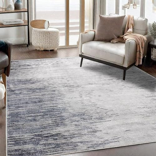Tinyboy-hbq Teppich Moderne abstrakte Teppiche Kaschmirimitat-Teppich im europäischen Stil rutschfeste Teppiche Dekorative Teppiche für das Wohnzimmer (Abstraktes Grau/Blau, 160 x 200 cm)