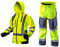 NEO TOOLS Herren Wasserdichte Arbeit Warnschutzhose + Warme Arbeit Warnjacke (Orange/Gelb) | Softshell Hose aus mit Fleece-Innenfutter, Fleecegefütterte Jacke Gr. S-XXL