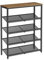 VASAGLE Shoe Rack, 5-Tier Shoe Storage with Shelves and Large Top, Adjustable Mesh Shelves, Space-Saving for Entryway, Hallway, Steel, Industrial, Honey Brown and Ink Black LBS038K01