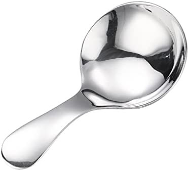 susiodeu Cucharadita de acero inoxidable Mini borde suave reemplazo reutilizable polvo pastel pudín sopa cuchara cuchara cubiertos, Plata