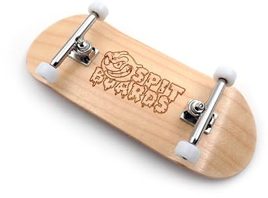 SPITBOARDS 36mm Fingerboard Complete Wood Pro Set-Up (Pre-Assembled, Handcrafted 5-Layers), 36 mm Pro Trucks, CNC Bearing Wheels, Lasered Foam Grip Tape (Lasered Deck Size: 36 x 96 mm), 'Maple Wood'