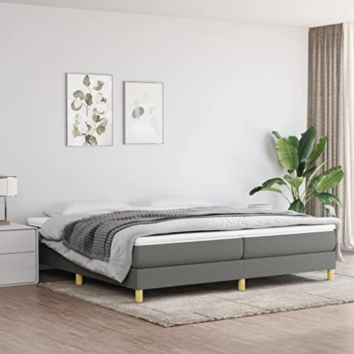 CKioict Doppelbett/Einzelbett Gästebett Schlafzimmermöbel Boxspringbett Dunkelgrau 200x200 cm StoffGeeignet für Schlafzimmer, Wohnzimmer, Gästezimmer