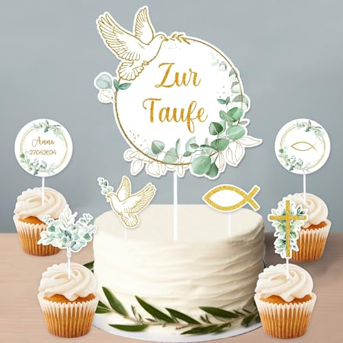 22 Stück Cake Topper Taufe, Tortendeko Taufe, Zur Taufe Tortendeko - Taufe Tortendeko Mädchen Junge, für Taufe Deko, Geburtstage, Taufen Duschen