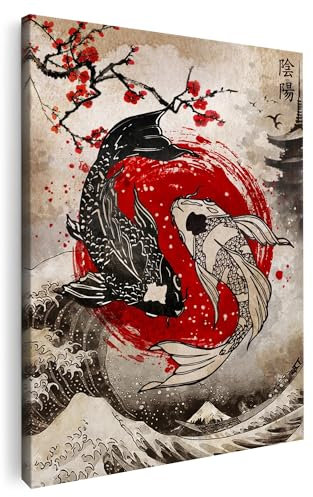Artmazing | Koi Dance Bild bunt | S-Art Bilder | Koi Dance Bilder Modern | Coole Wandbilder Wohnzimmer | Wandbild Koi Dance Deko XXL | Bild Leinwand XXL | buntes Poster für Wand
