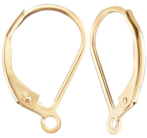 Beebeecraft 4Pcs 18K Gold Plated Leverback Earring Hooks with Open Loop French Ear Wires Findings with Storage Box for Earrings Making