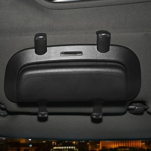 PLCGTNNP Für P-orsche Macan 2014-2022 Auto Sonnenbrillenhalter Brillenetui, Universal Brillenhalter Glasses Case Holder Multifonction Aufbewahrungsbox Organizer Innenraum Zubehör,A/Black