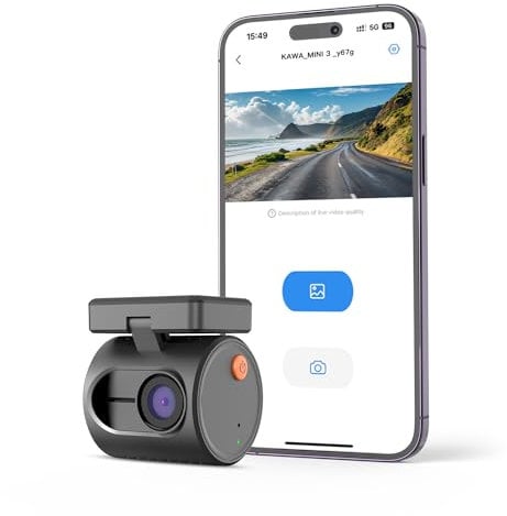 Winzige Dashcam, KAWA 1296P QHD Tiny Dashcam Auto - WDR/3D DNR mit Super Nachtsicht, Loop-Aufnahme und Notfallaufnahme, 2025 Neu Auto Kamera, Mini 3