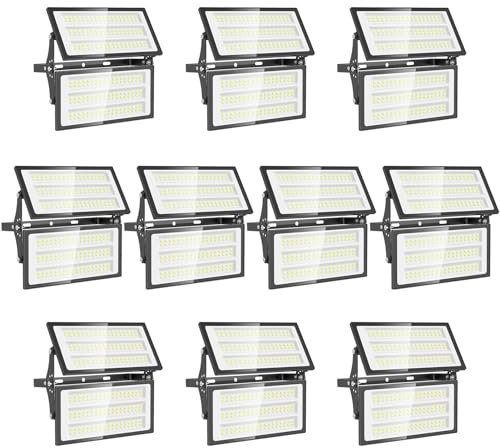 wowspeed 200W LED Strahler Außen 10 PACK, Superhell 20000LM Scheinwerfer, 6500K Kaltweiß, IP66 Wasserdicht, für Garage, Sportplatz, Lager, Haus, Hof