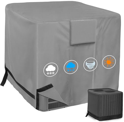 K-Musculo Air Conditioner Cover, 420D for Water Resistant Fabric Windproof Design AC Cover, Universal Sizes Square Fits up to 24” x 24” x 30”inche-Gray