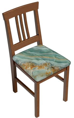 Stuhlsitzbezug 6er Set, Aqua Tone Marble Stuhl Sitzkissenbezug Anti-Staub Stuhlsitzschutz für Büro, Wohnzimmer, Küche