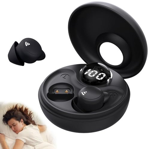 Sunvito Auriculares para Dormir, Mini Inalámbricos Bluetooth 5.3, Invisibles Con Pantalla de Alimentación para Ejercicio, Trabajo, Senderismo (Negro)