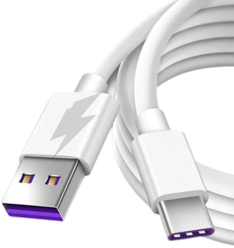 1M, 2M TYPE C Charger Cable, 5A USB to USB TYPE C Cable Fast Charging Compatible for Samsung Galaxy S6 edge S7 S5 J7 J5 J3, PS4, Xbox, Huawei Honor 7X, Y6/Y7 (White, 2M)