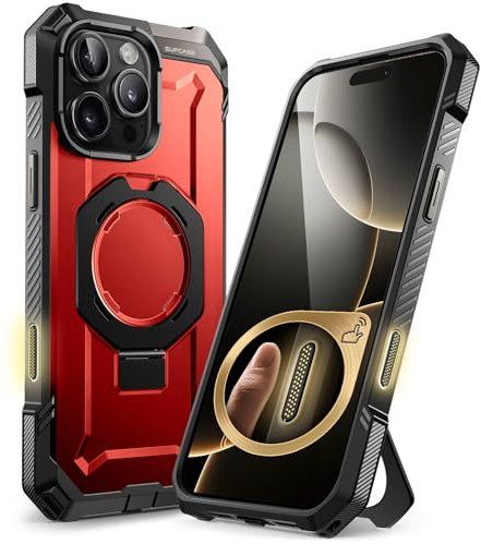 SUPCASE for iPhone 16 Pro Case with Stand (Unicorn Beetle Grip), [Compatible with MagSafe] [Military-Grade Drop Protection] Heavy Duty Rugged Magnetic Phone Case for iPhone 16 Pro 6.3'' 2024 (Ruddy)