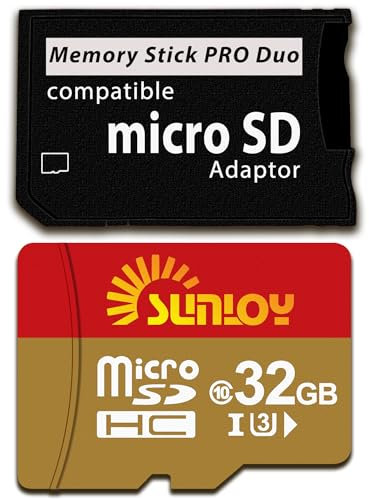 PSP Adaptateur de clé USB avec carte micro SD 32 Go, micro SD/SDHC/SDXC vers Memory Stick PRO Duo MagicGate compatible avec PlayStation Portable, appareil photo, Handycam, téléphone portable et PSP