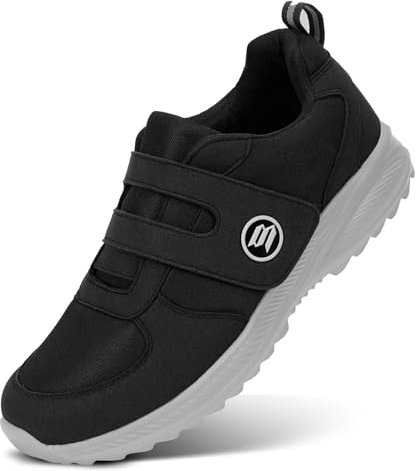 Bigzagger Chaussures diabétiques extra larges avec fermeture Velcro - Pour homme et femme - Pour personnes âgées - Semelle en mousse à mémoire de forme - Fermeture Velcro pour pieds gonflés, a gris,