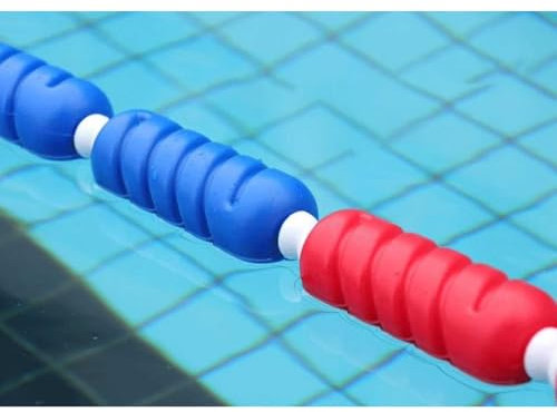 Schwimmbahn-Trennseil für Schwimmbecken, Sicherheits-Schwimmleine für Dekorationsbecken, 1–23 m Länge anpassbares Schwimmseil, Pool-Bojenmarkierung mit 2 Haken, 5 Farben (L 9,1 m/30 Fuß) (L 8 m/