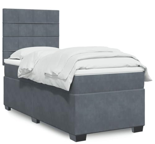qohoio Boxspringbett mit Matratze Betten Mit Matratze Schlafzimmer Bett Boxspringbett Mit Matratze Dunkelgrau 90x200 cm Samt - 3293111