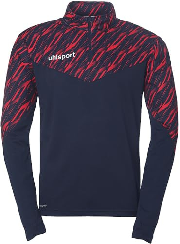 uhlsport Progressive 28 1/4 Zip Top - Football Long Sleeve Football Top and Sports Jumper in Unisex Cut Navy/Red