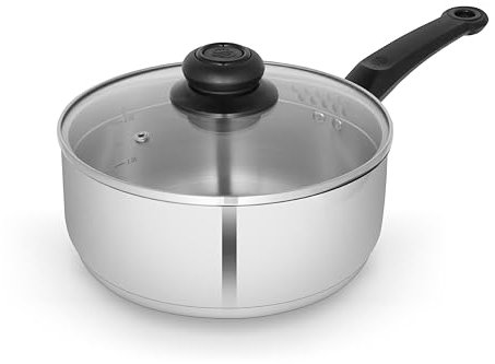 Swan SWPS5029SS Townhouse 18cm Stainless Steel Saucepan with Glass Lid, Suitable for All Hob Types (including induction), Dishwasher Safe, Stainless Steel