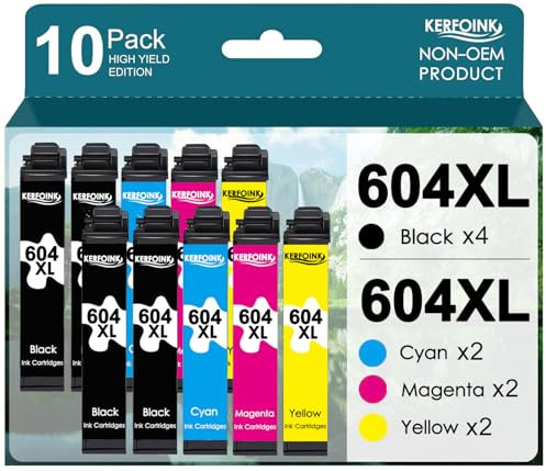 604XL 604 XL Multipack Patronen Kompatibel für Epson 604 Druckerpatronen für Expression XP-3200 XP-3205 XP-4200 XP-4205 XP-2200 XP-2205 Workforce WF-2910 WF-2930 WF-2935 WF-2950 (10er-Pack)