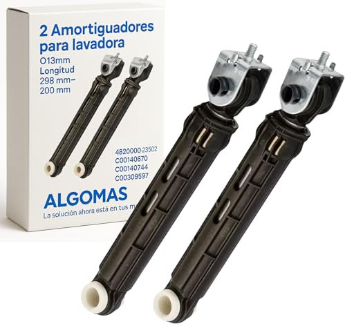 ALGOMAS® 2 Piezas Amortiguadores Lavadora 100N | Ø10/13 mm | Longitud 160–255 mm | Códigos Originales C00140670, C00309597, C00140744, C00141273 | Compatible con Indesit, Whirlpool, Hotpoint, Ariston