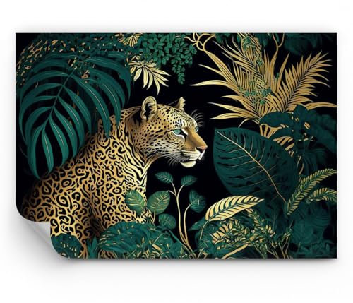 ARTTOR Papel pintado de vinilo tejido no tejido Premium Sand - Leopardo Selva Tropical - 100x70 cm - Fotomurales Moderna Decorativos Papel tapiz fotográfico Dormitorio Para la sala - WF2AA100x70-5720