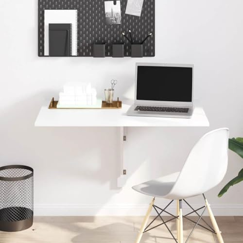 AJJHUUKI Wandklapptisch Hochglanz Weiß 100x60x56cm Holzmöbel Tisch Klapptisch