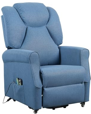POLTRONE ITALIA Poltrona Relax Elettrica Vibromassaggio reclinazione poltrona per anziani soggiorno elevabile Detraibile 19% antimacchia Blu