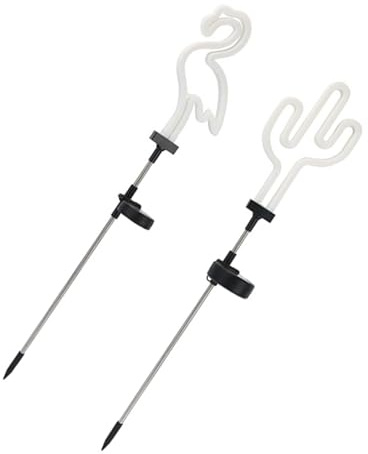 2 Stück Solarlicht Kaktus Flamingo aus Kunststoff und Eisen, Weiß | Garten und Outdoor, Solar Gartendekorationen mit Neonoptik, Flamingo Garten