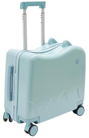 Kinderkoffer zum Draufsitzen Kindertrolley Kinder Reisekoffer, Rollkoffer mit Zugstange und Passwortschloss für 3-6 Jahren, für Kurztrips und Studienreisen, Tragfähigkeit 50-60 kg (Himmelblau)